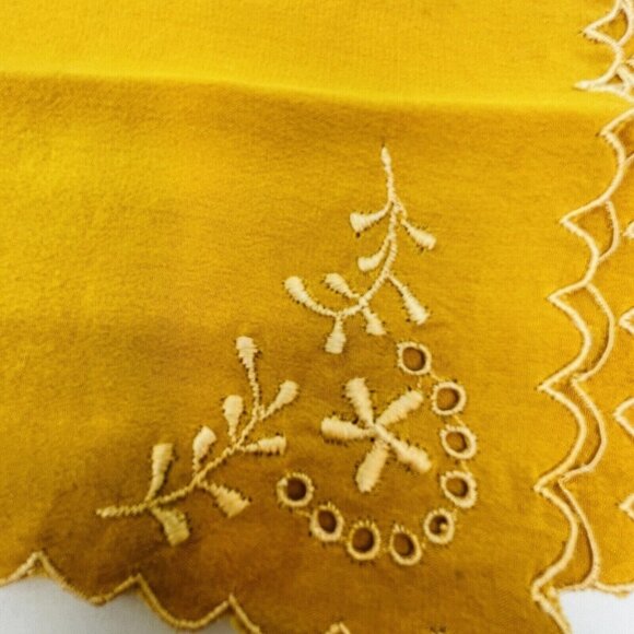 Vintage Silk Embroidered Handkerchief Orange Flower Motif Scalopped Edge Germany - Picture 2 of 16
